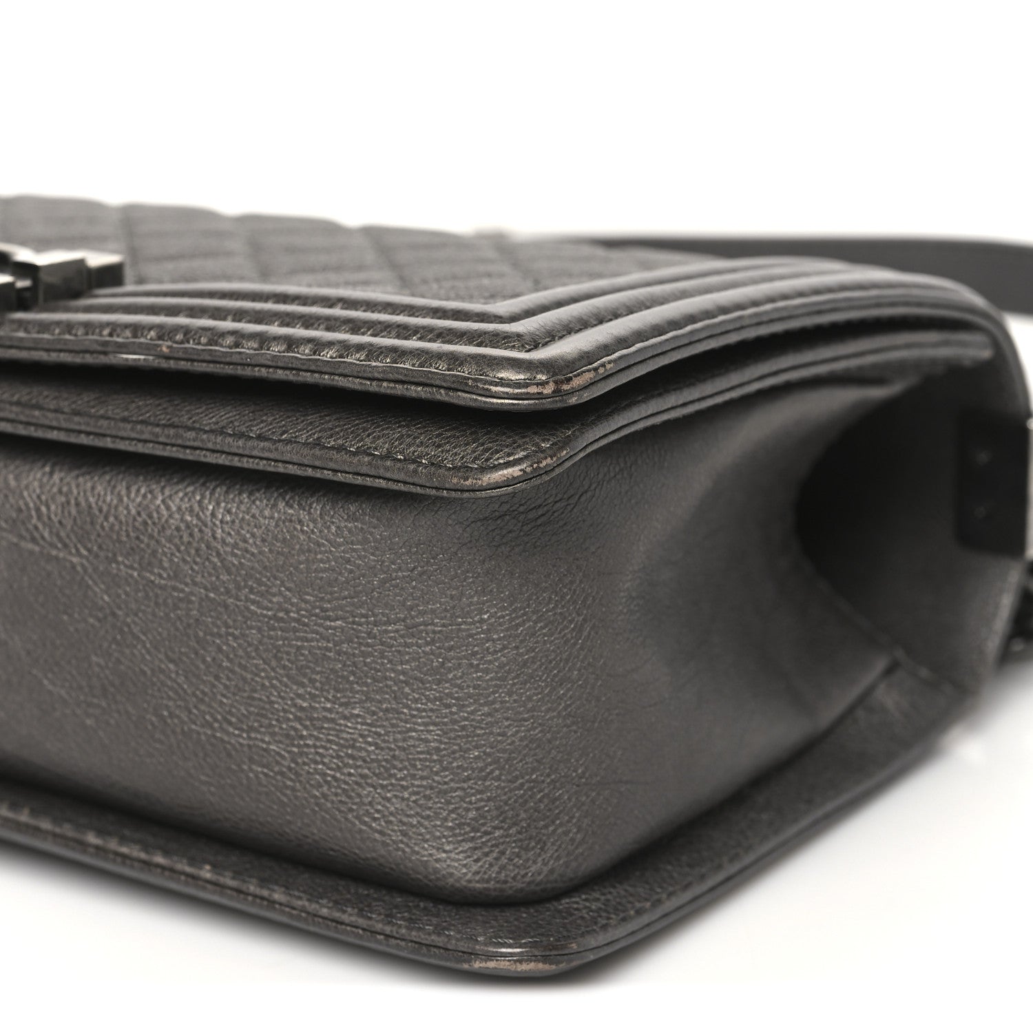 Chanel Metallic Calfskin Quilted Medium Boy Flap Dark Silver 10 of 11