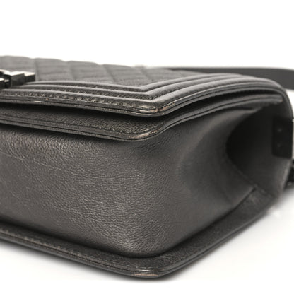 Chanel Metallic Calfskin Quilted Medium Boy Flap Dark Silver 10 of 11