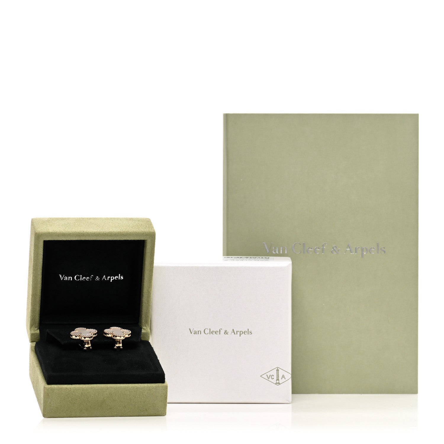 Van Cleef & Arpels 18K Yellow Gold Mother of Pearl Vintage Alhambra Earrings 5 of 5