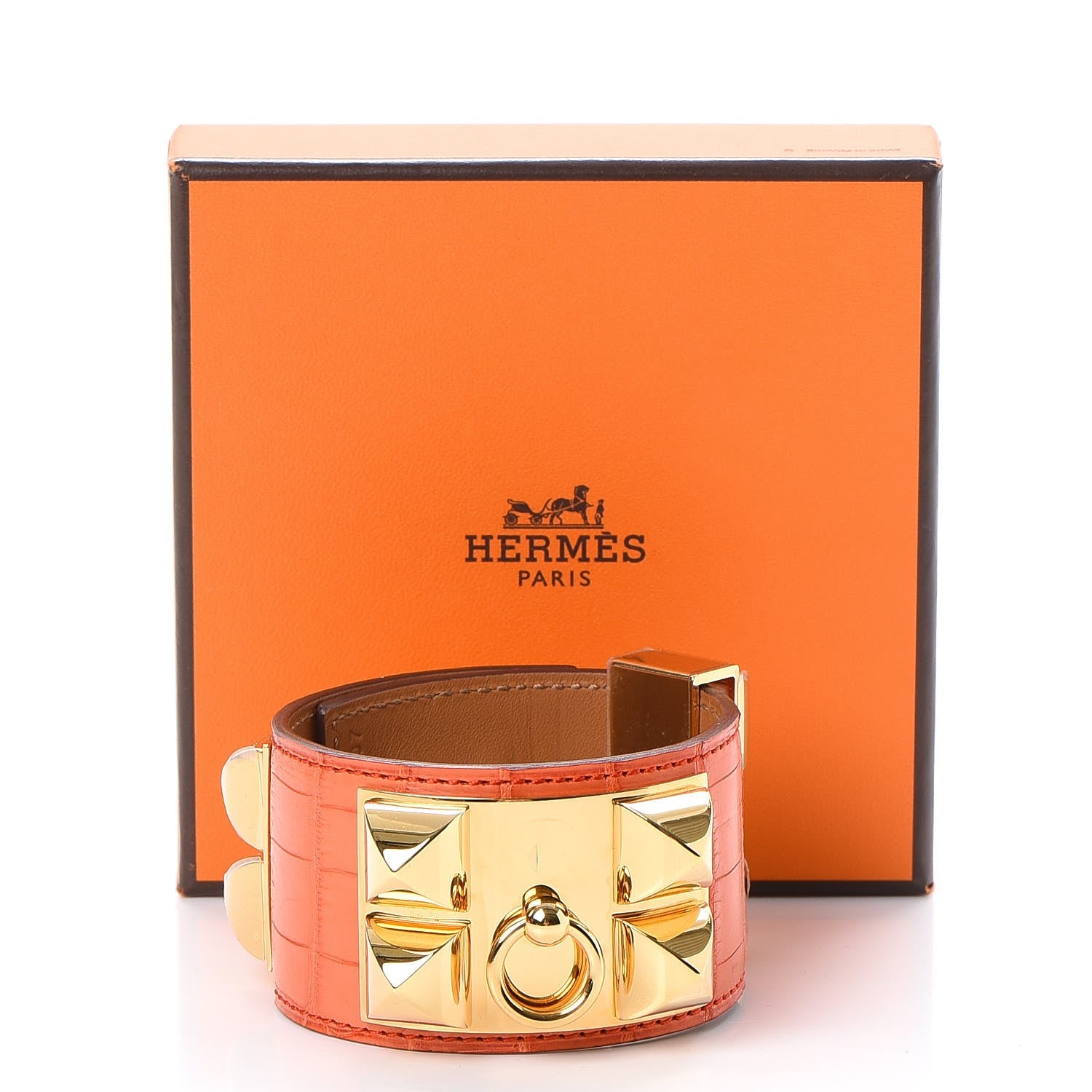 Hermes Matte Alligator Collier De Chien CDC Bracelet S Orange Poppy 10 of 10