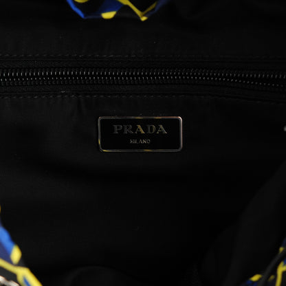 Prada Tessuto Stampato Argyle Print Double Buckle Backpack Blue 6 of 9
