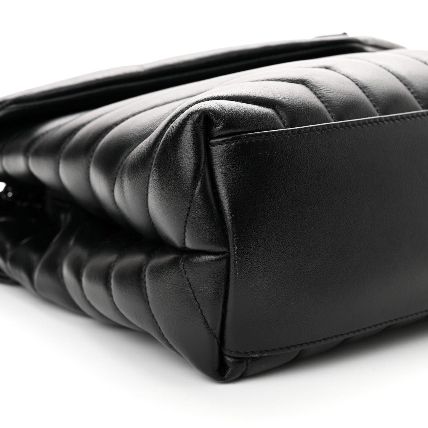 Calfskin Y Quilted Monogram Monochrome Medium Loulou Chain Satchel Black