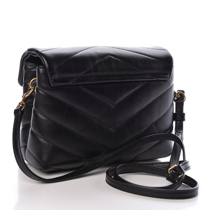 Saint Laurent Calfskin Y Quilted Monogram Toy Loulou Crossbody Bag Black 3 of 11