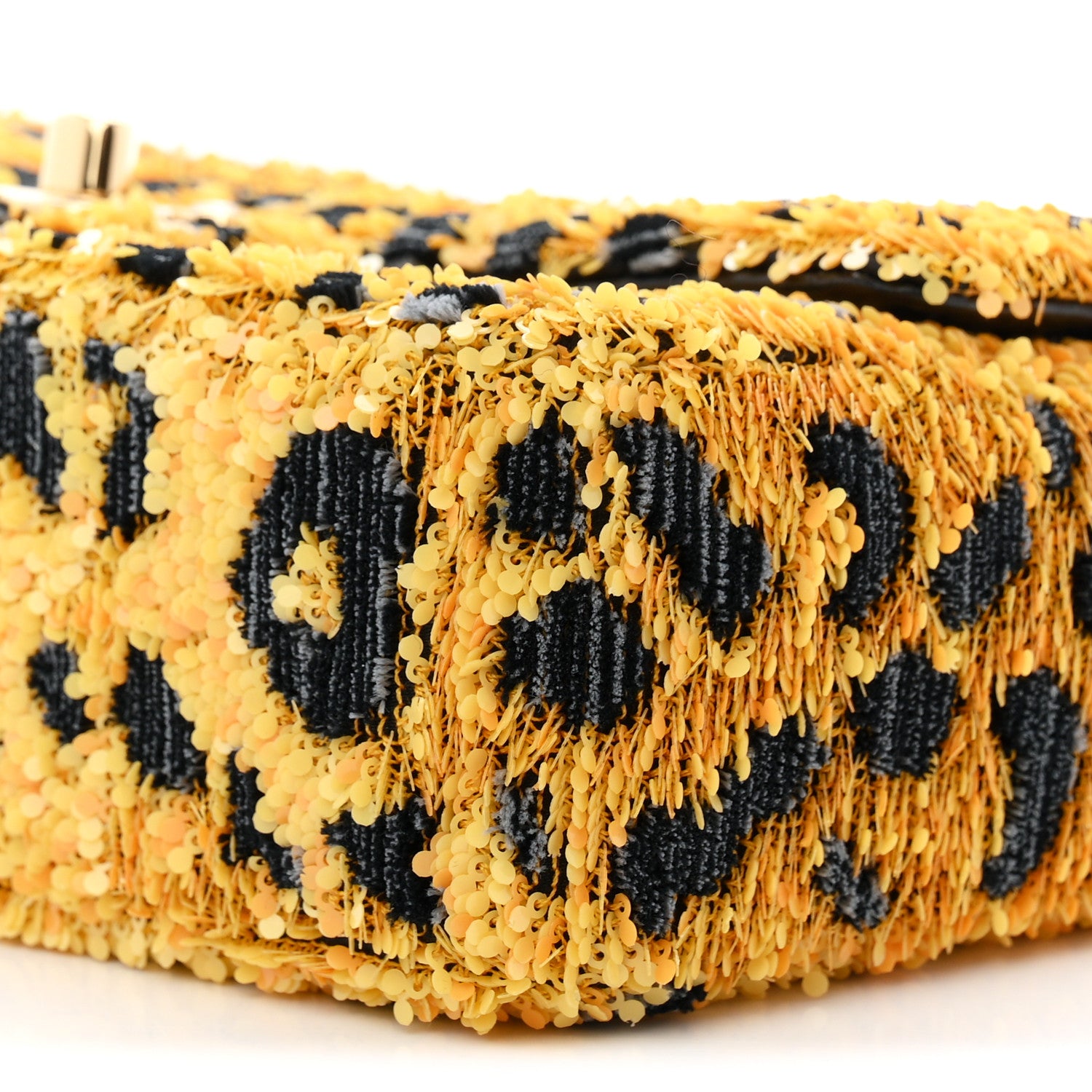 Chanel Sequin Mixed Fibers Leopard Print Mini Rectangular Flap Black Orange 11 of 11