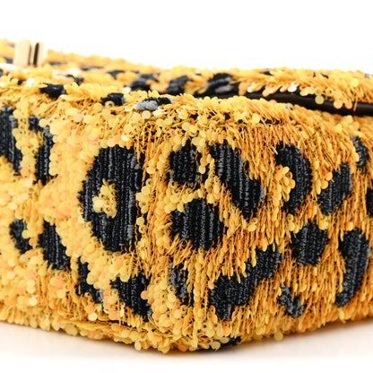 Chanel Sequin Mixed Fibers Leopard Print Mini Rectangular Flap Black Orange 11 of 11