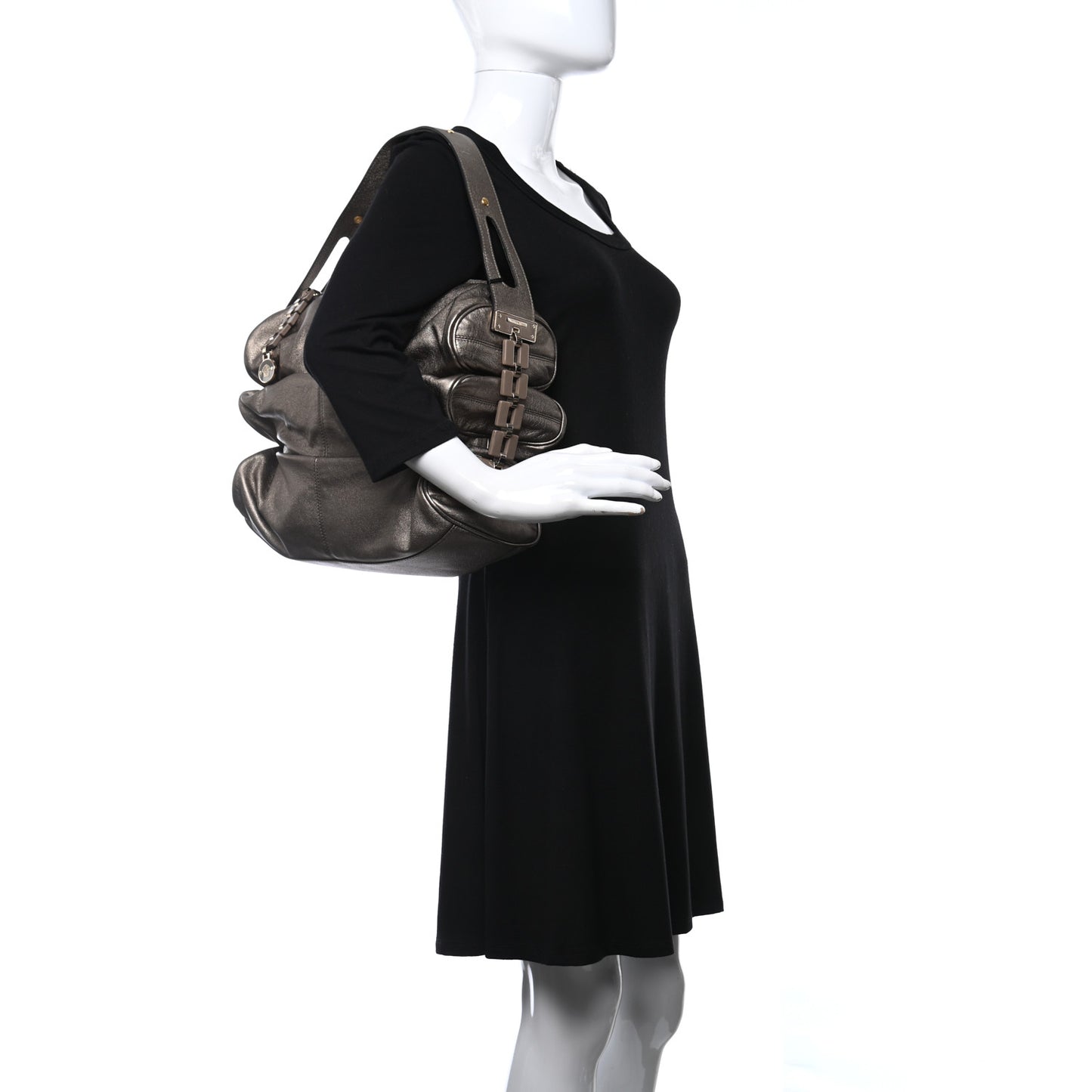 Metallic Calfskin Resin Villa Moda Hobo Bronze