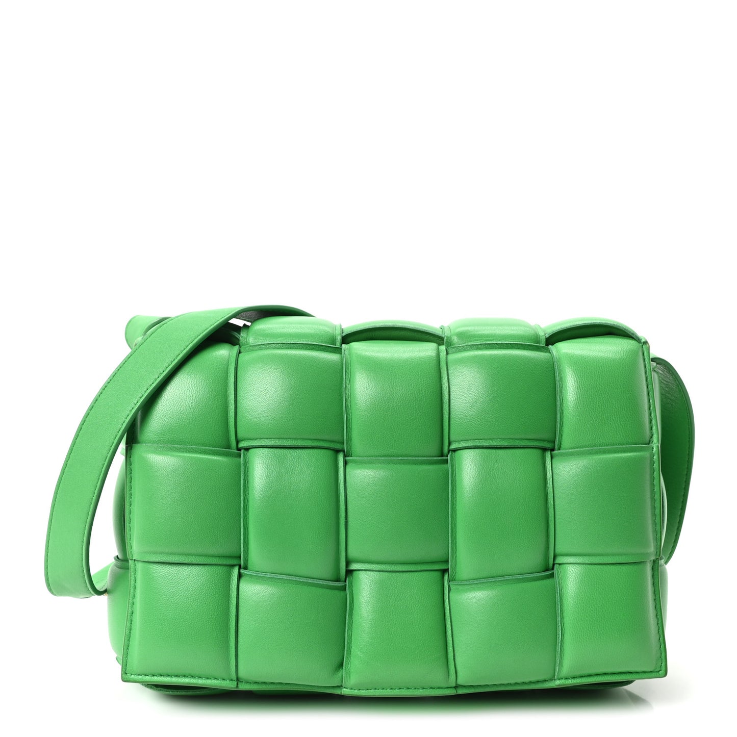 Nappa Maxi Intreccio Padded Cassette Crossbody Bag Parakeet