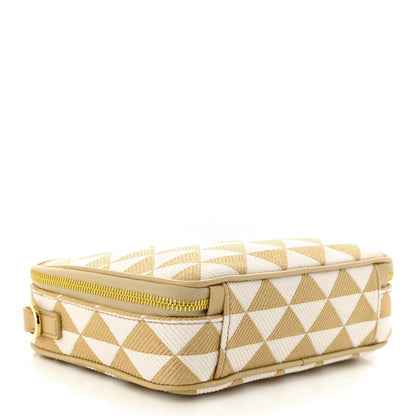 Prada Jacquard Saffiano Triangolo Symbole Embroidered Medium Shoulder Bag Corda Talco 4 of 10