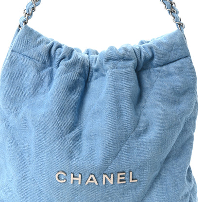 Chanel Denim Quilted Small Chanel 22 Light Blue 9 of 11