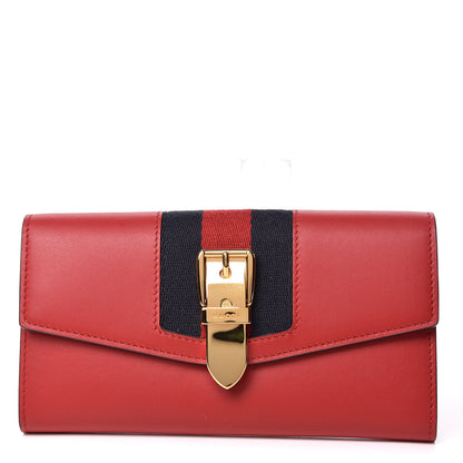 Gucci Calfskin Sylvie Continental Wallet Hibiscus Red 1 of 8
