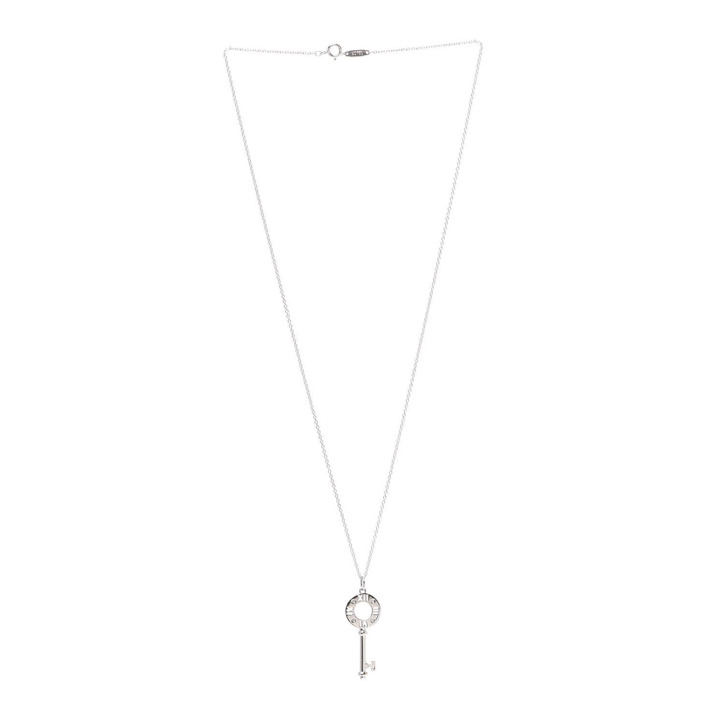 18K White Gold Diamond Atlas Pierced Key Pendant Necklace