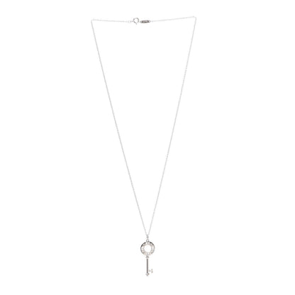 Tiffany 18K White Gold Diamond Atlas Pierced Key Pendant Necklace 3 of 6