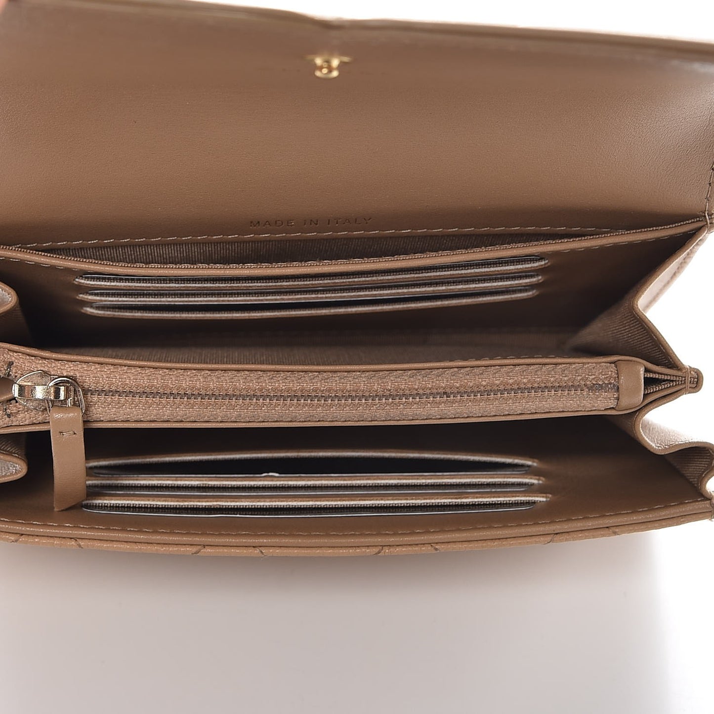 Caviar Quilted Medium Filigree Flap Wallet Beige