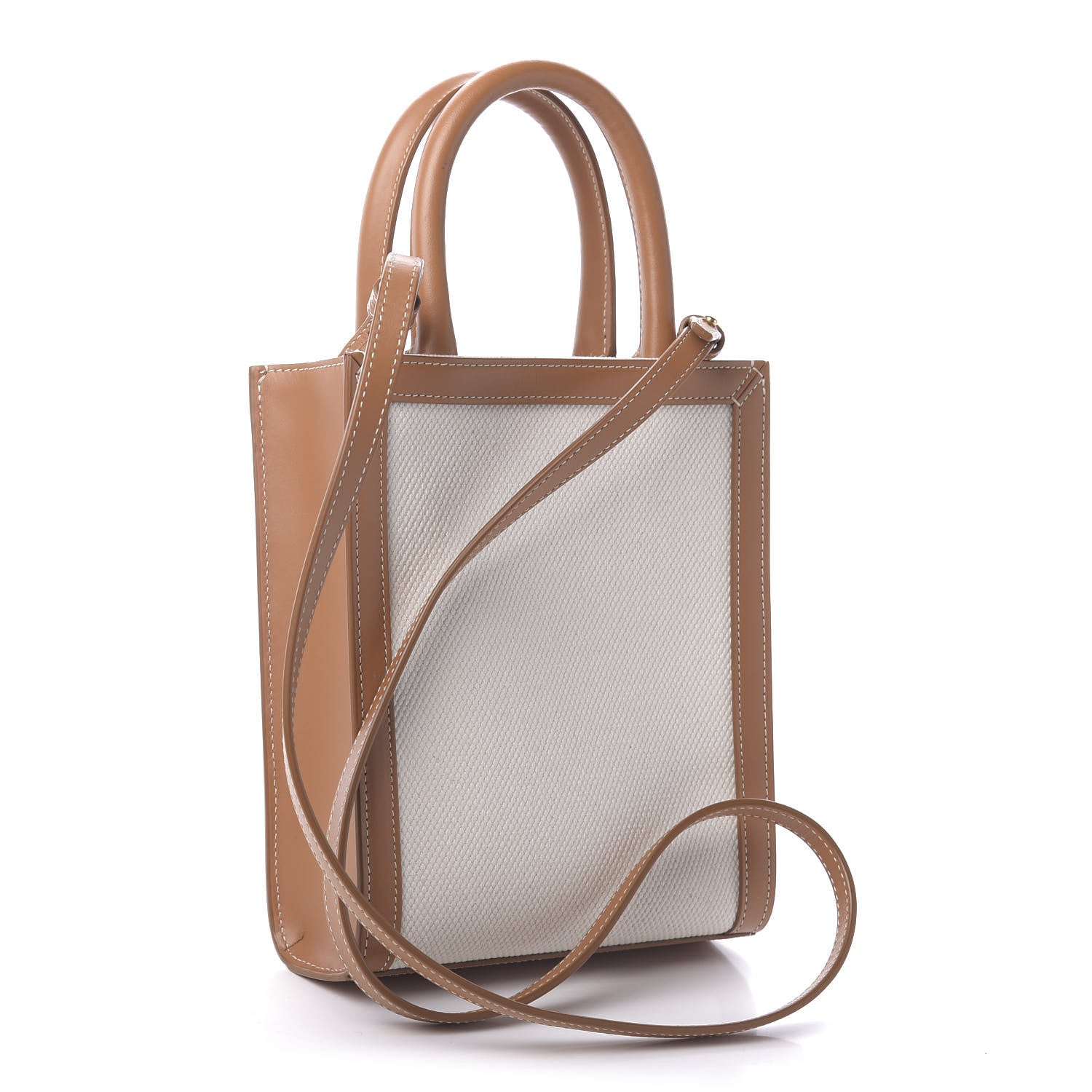 Celine Canvas Calfskin Mini Vertical Cabas Natural Tan 3 of 9