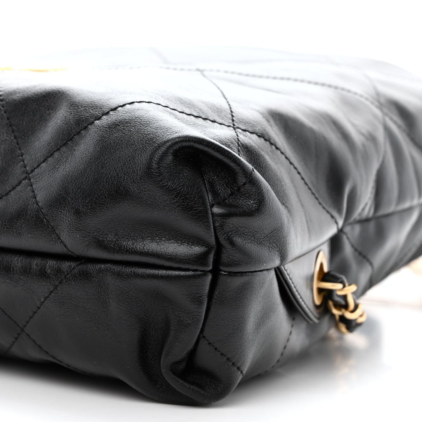 Shiny Calfskin Quilted Chanel 22 Backpack Black