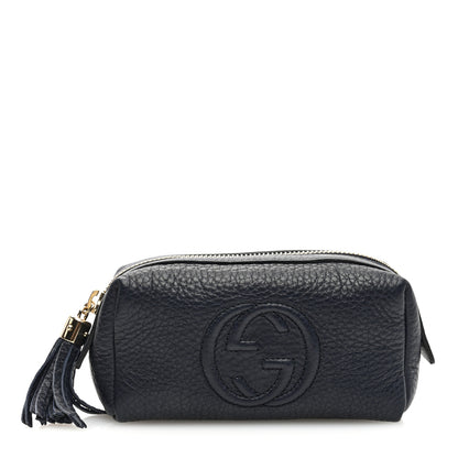 Gucci Pebbled Calfskin Soho Small Cosmetic Case Blue 1 of 8