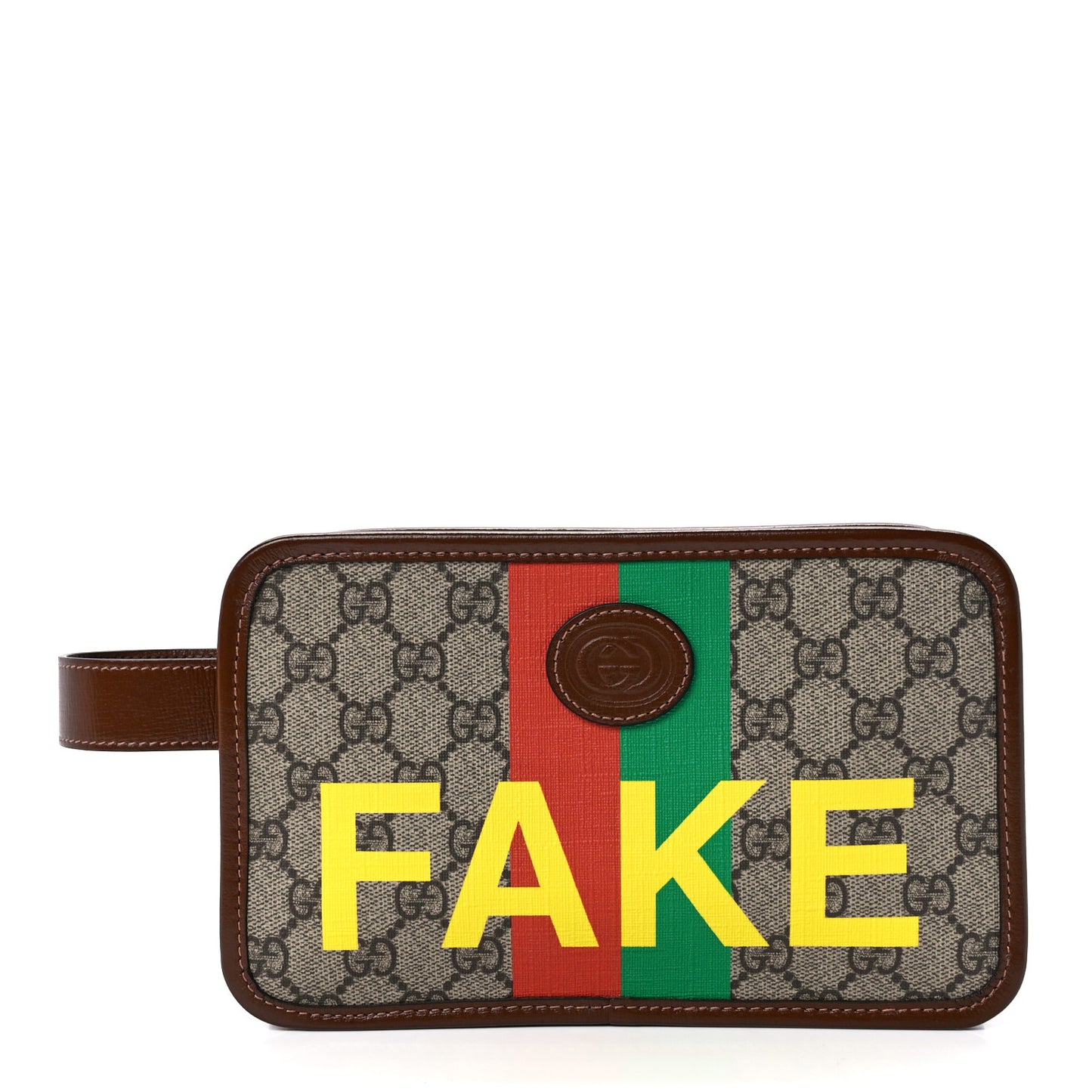 GG Supreme Monogram Azalea Calfskin Fake/Not Retro Interlocking G Cosmetic Case Beige Ebony Brown Sugar