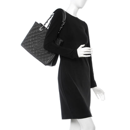 Chanel Caviar Quilted Grand Shopping Tote GST Dark Navy Blue 2 of 8