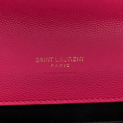 Saint Laurent Grain De Poudre Matelasse Chevron Monogram Envelope Clutch Fuchsia 6 of 6