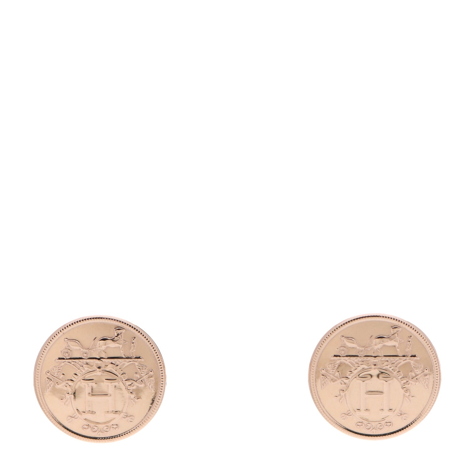 Hermes 18K Rose Gold TPM Ex-Libris Stud Earrings 1 of 6
