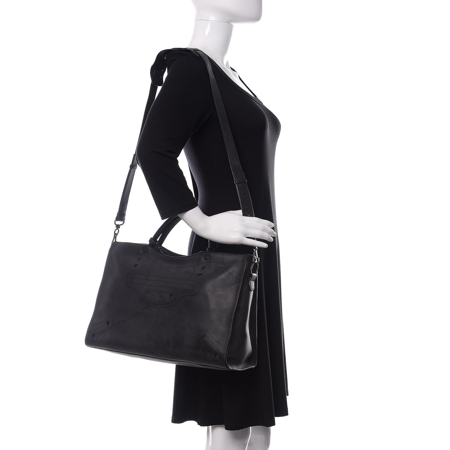 Balenciaga Veau Soyeux Perforated Blackout Hardware City Black 2 of 12