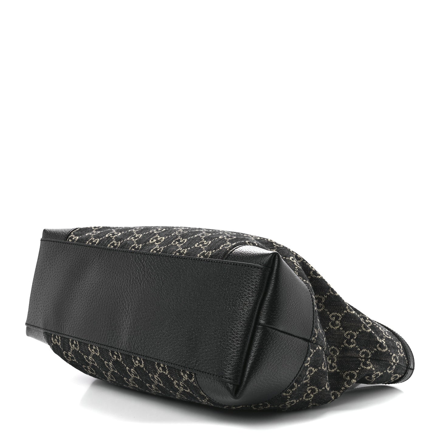 Jacquard Black Denim GG Monogram Medium Ophidia Shopping Tote Black Ivory