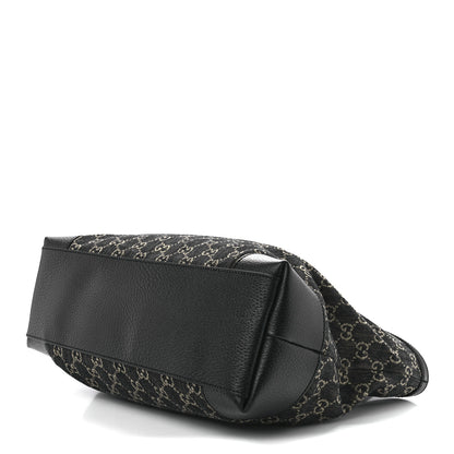 Gucci Jacquard Black Denim GG Monogram Medium Ophidia Shopping Tote Black Ivory 8 of 10