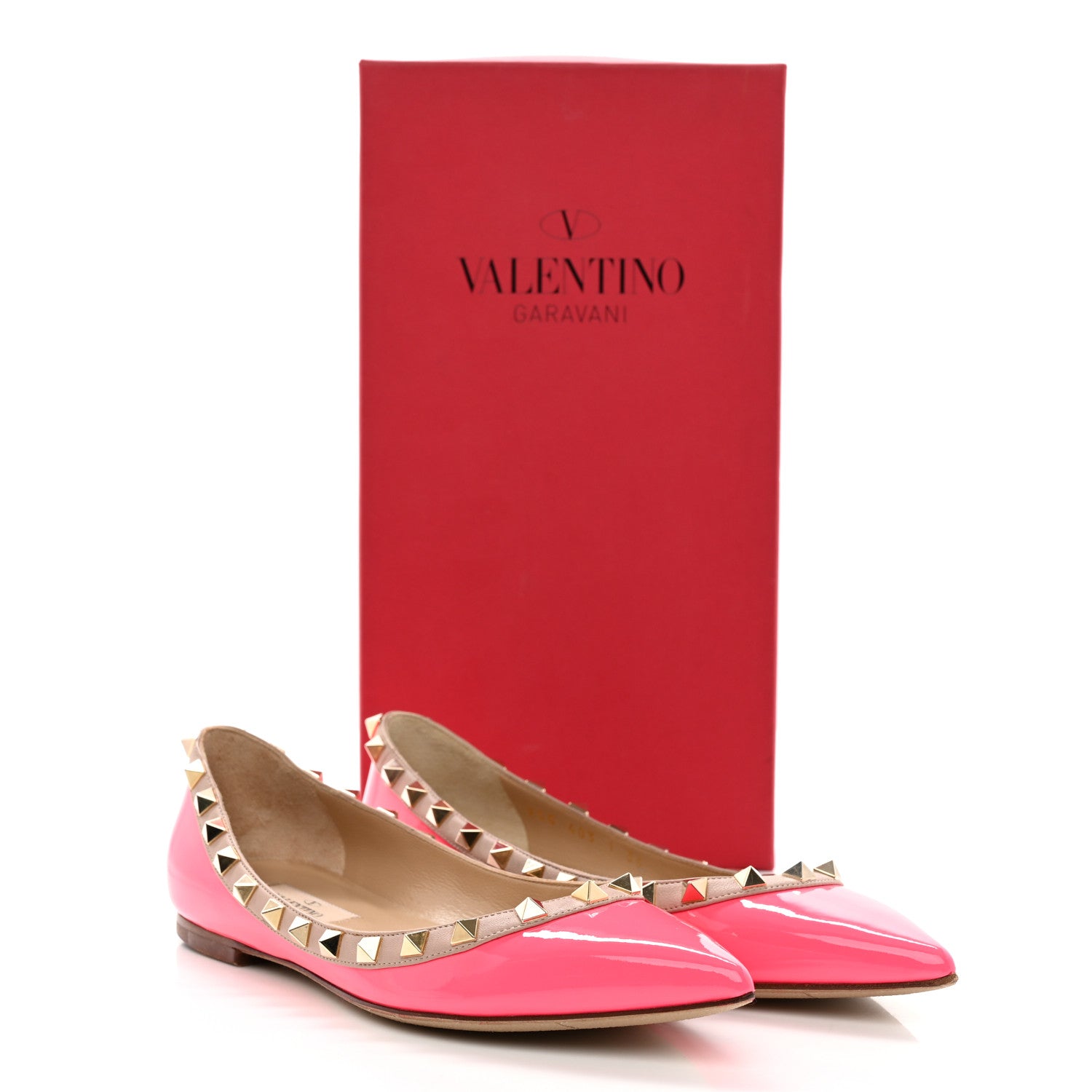 Valentino Garavani Patent Nappa Rockstud Ballerina Flats 36 Fuxia Fluo Poudre 9 of 9