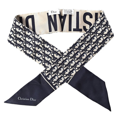 Christian Dior Silk Oblique Mitzah Scarf Blue 1 of 4