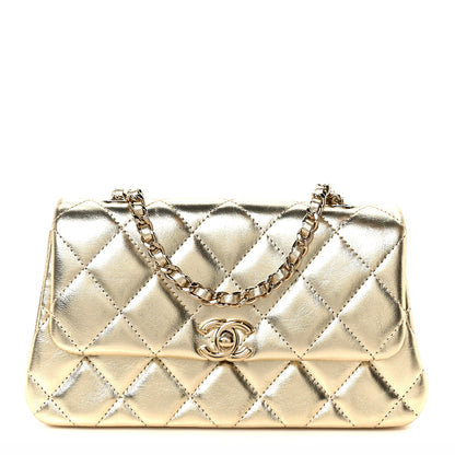 Chanel Metallic Lambskin Quilted Mini Chain Flap Gold 1 of 9