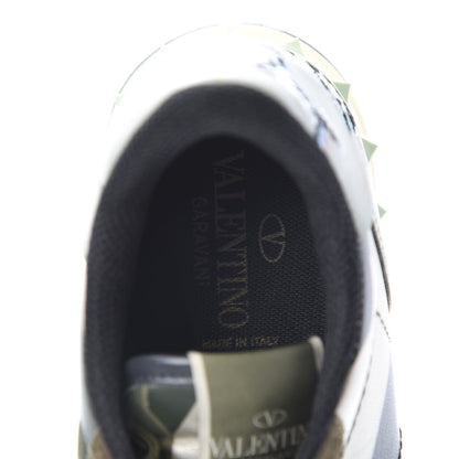 Valentino Garavani Nappa Suede Camouflage Embroidered Mens Rockrunner Sneakers 42 Khaki Multicolor 8 of 9
