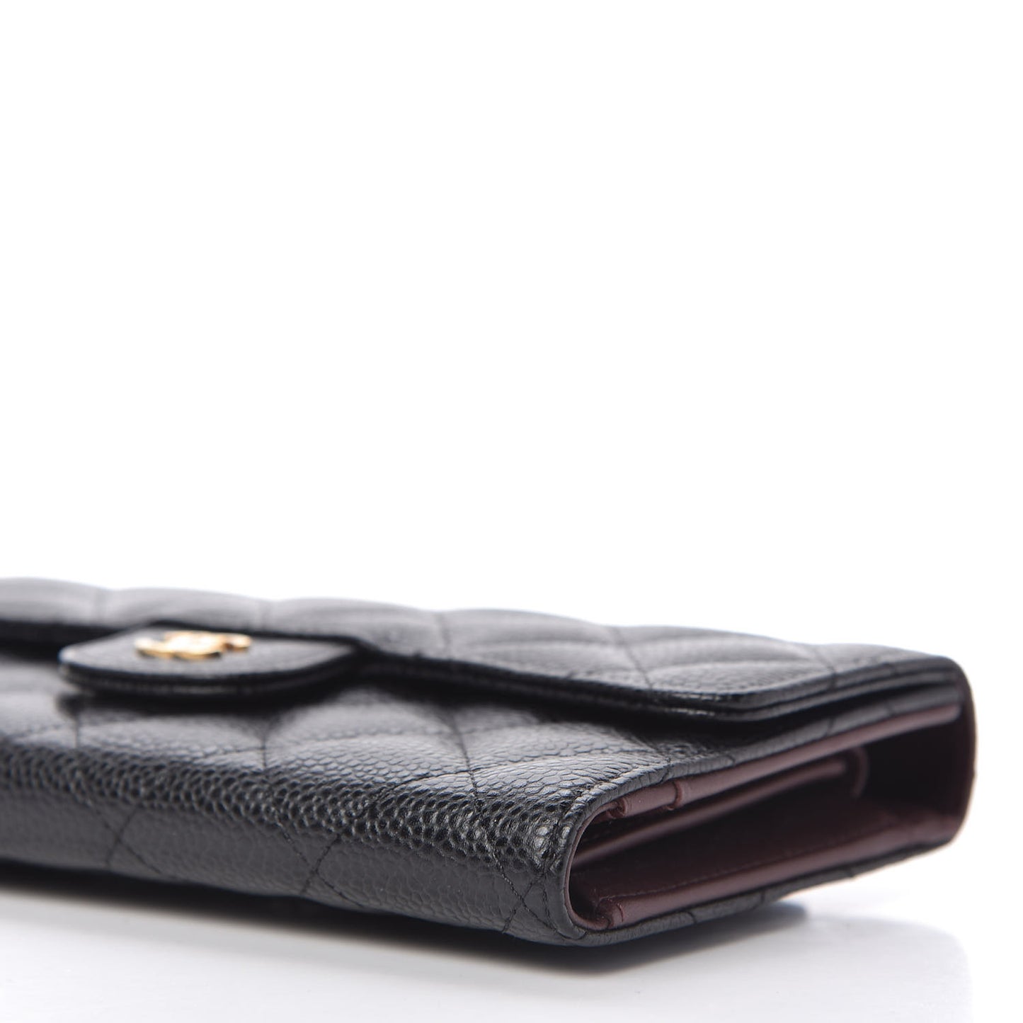 Caviar Quilted Large Flap Wallet Black