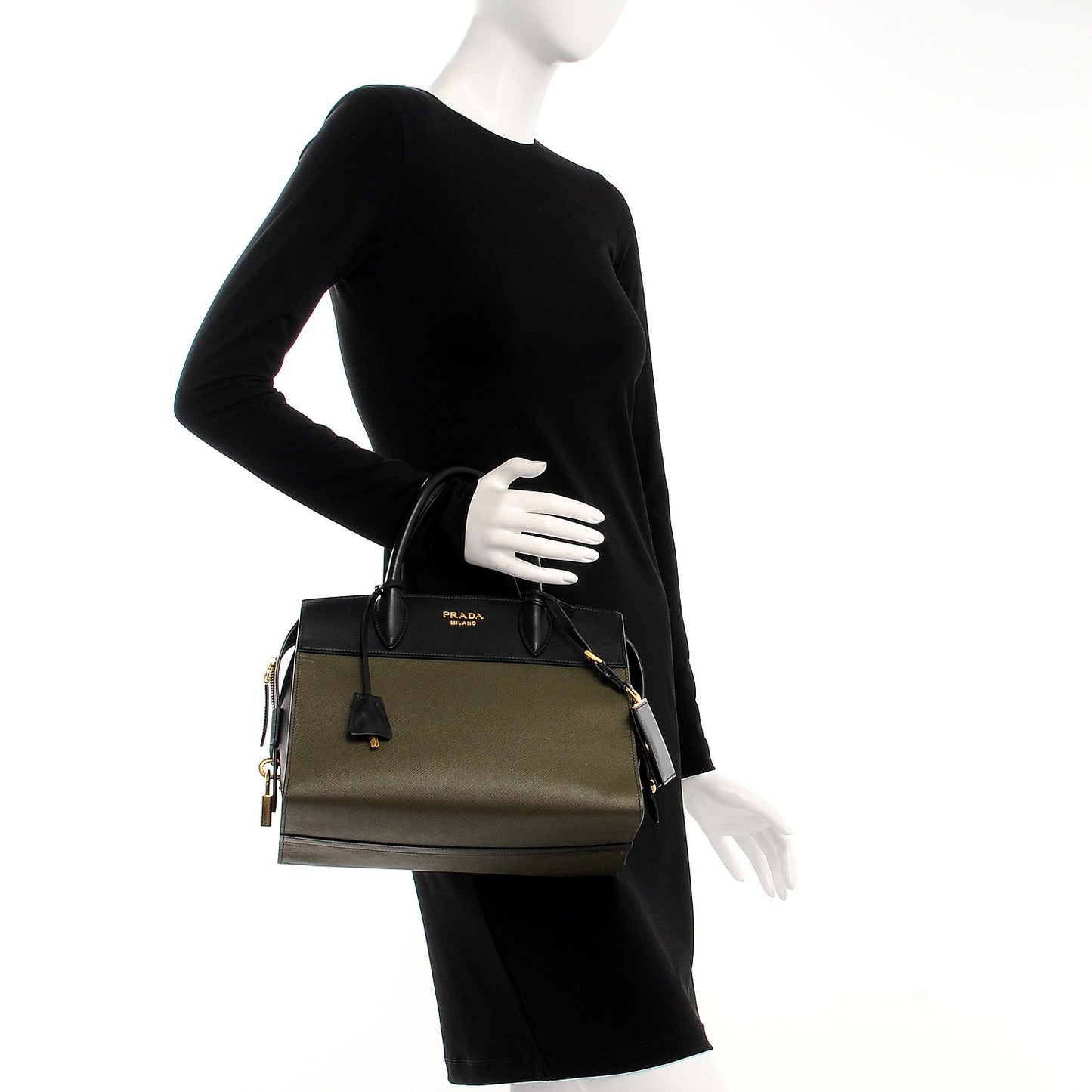 Saffiano City Calf Medium Esplanade Tote Militare Black