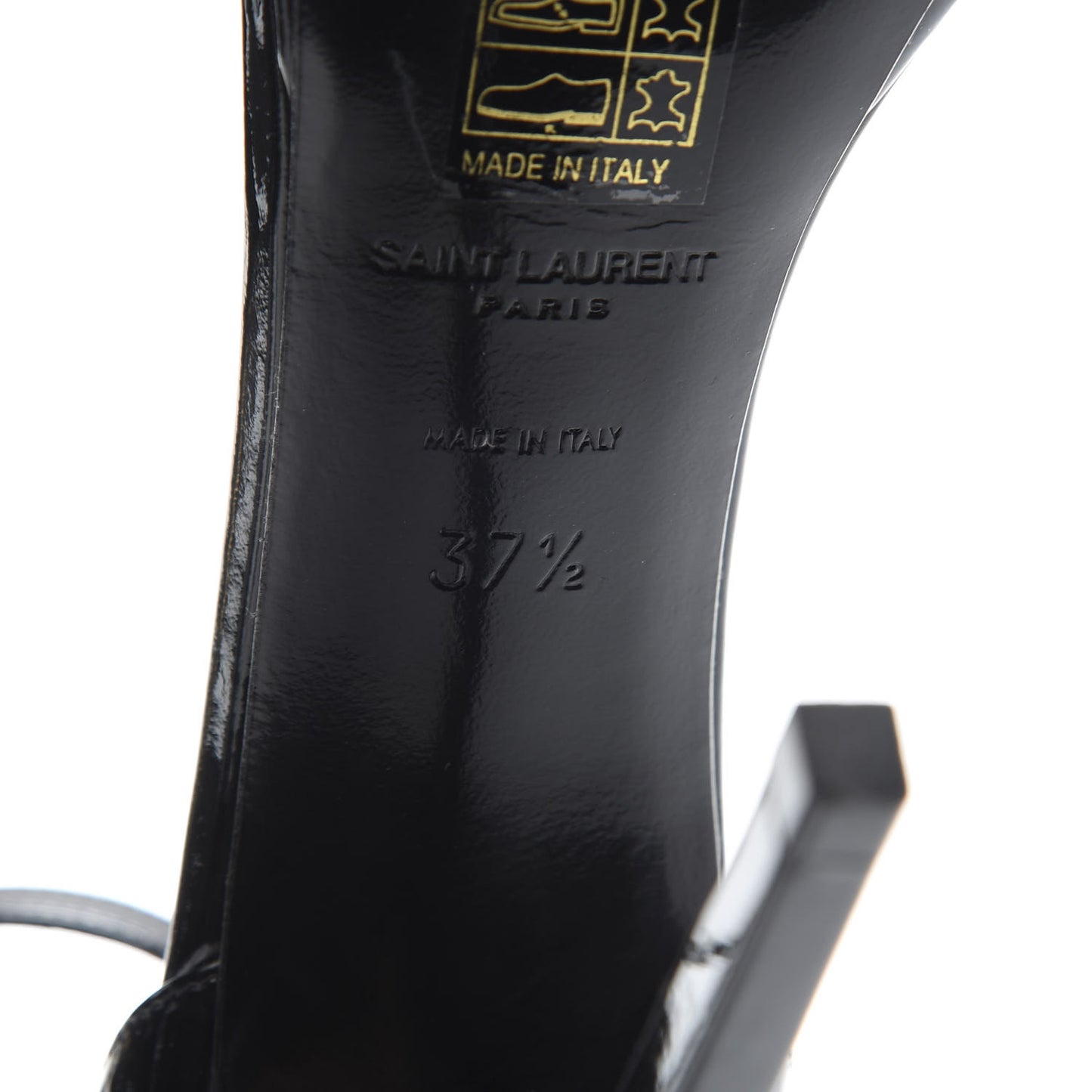 Patent Calfskin Chain Jane 110 Ankle Strap Sandals 37.5 Black