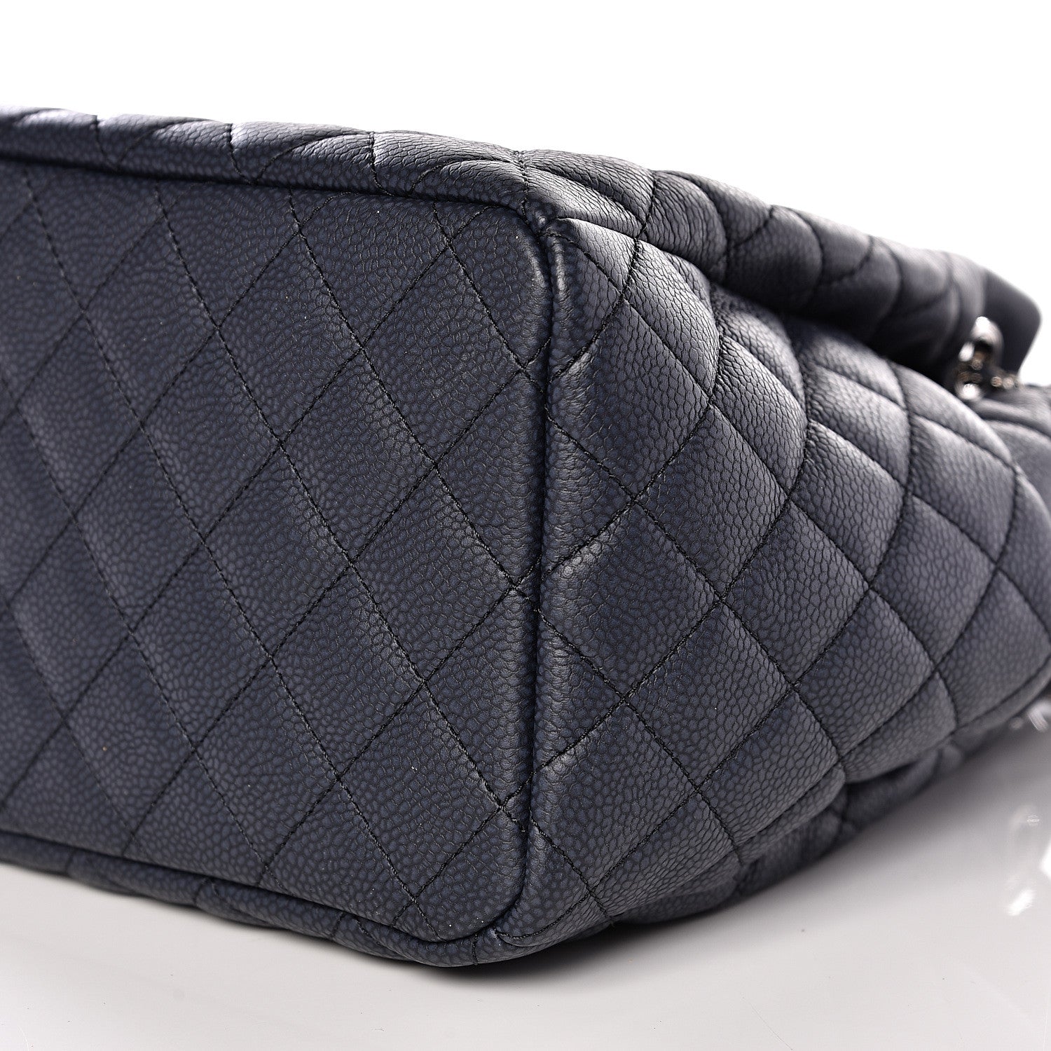 Chanel Grained Calfskin Quilted Medium CC Chain Bucket Drawstring Bag Blue 8 of 8