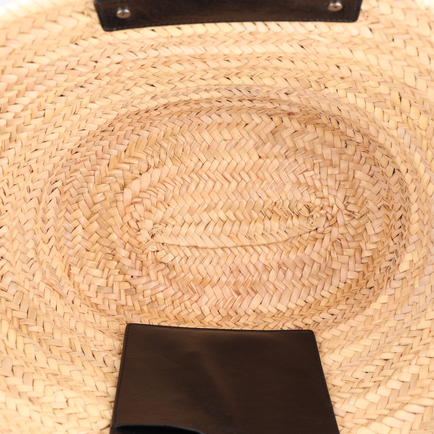 Raffia Woven Medium Le Cagole Tote Bag Black Natural