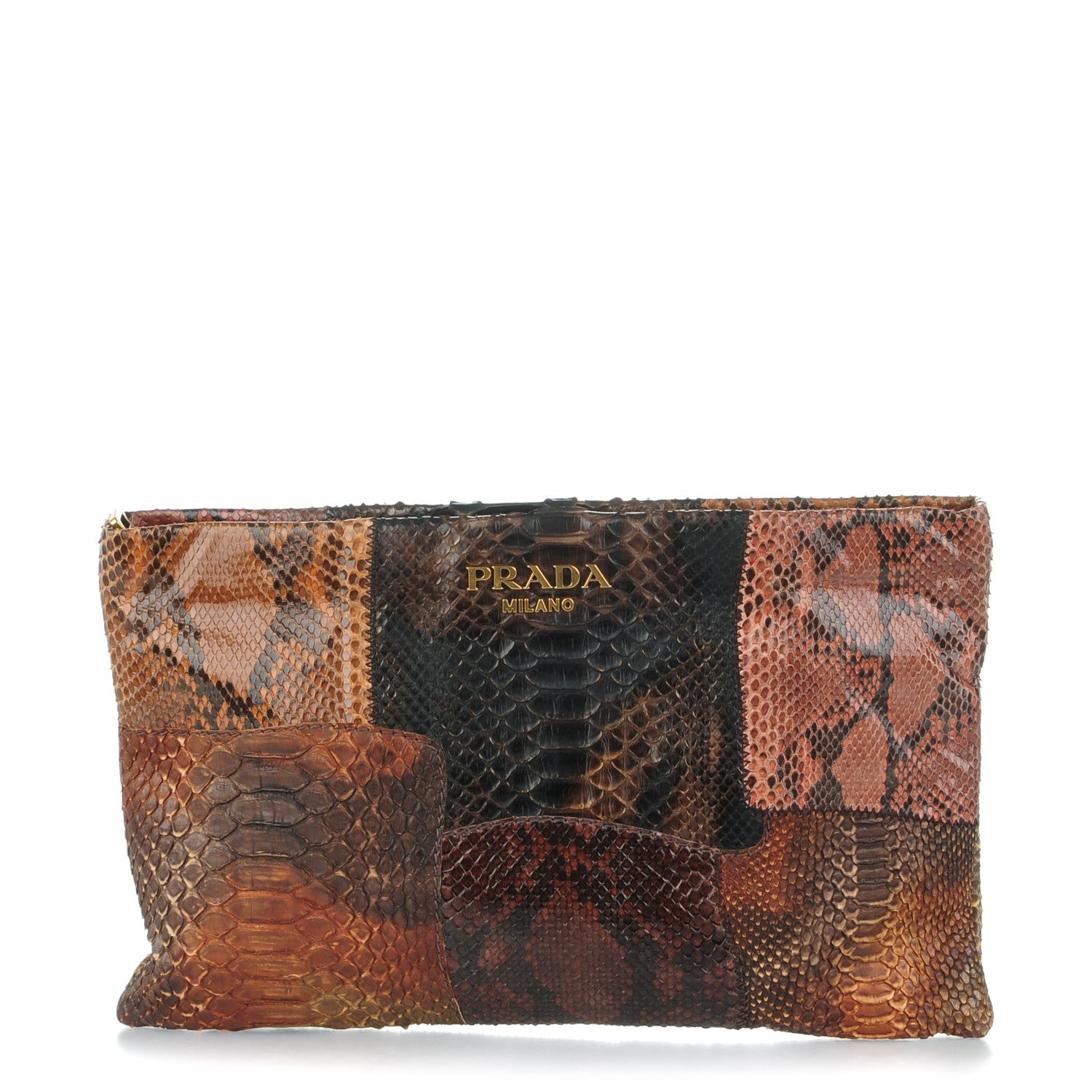Prada Python Patch Pochette Clutch Bruciato 1 of 8
