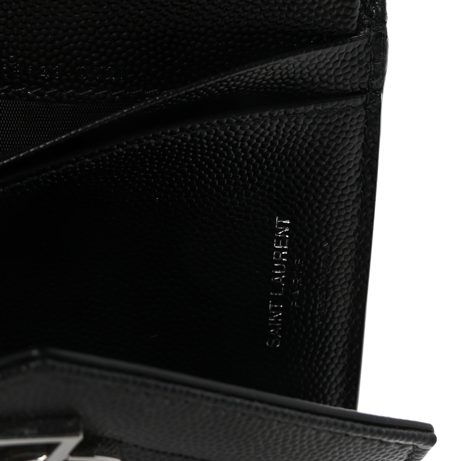 Saint Laurent Grain De Poudre Matelasse Chevron Monogram Compact Tri Fold Wallet Black 7 of 7