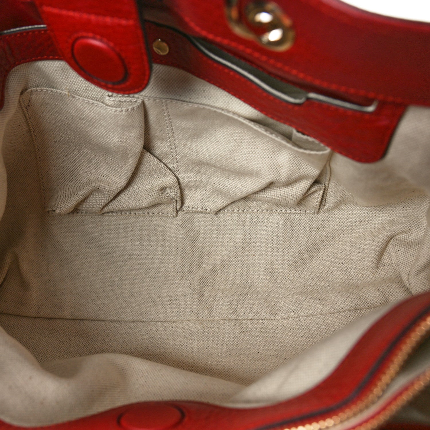 Gucci Pebbled Calfskin Medium Bamboo Shopper Tote Red 5 of 10