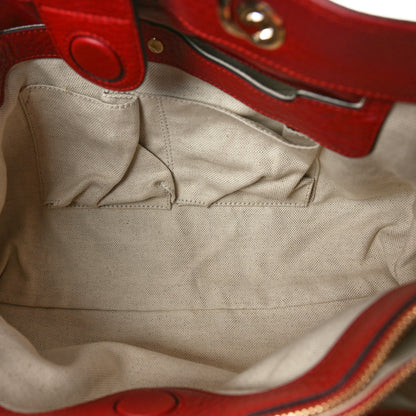 Gucci Pebbled Calfskin Medium Bamboo Shopper Tote Red 5 of 10