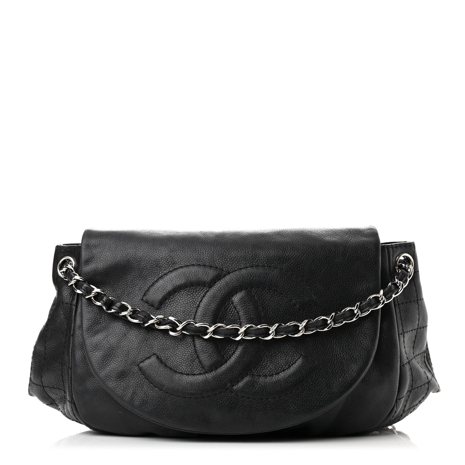 Chanel Caviar Half Moon Wallet On Chain WOC Black 1 of 11
