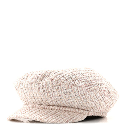 Chanel Cotton Tweed Newsboy Hat M Pink Ecru 1 of 10