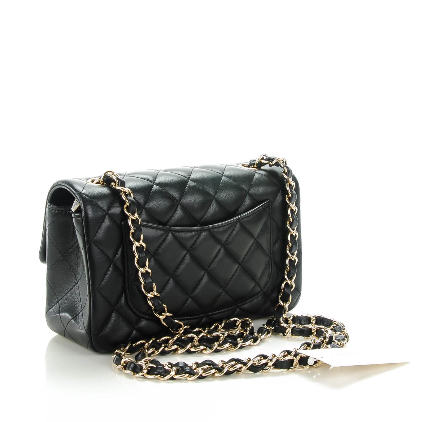 Lambskin Quilted Mini Rectangular Flap Black