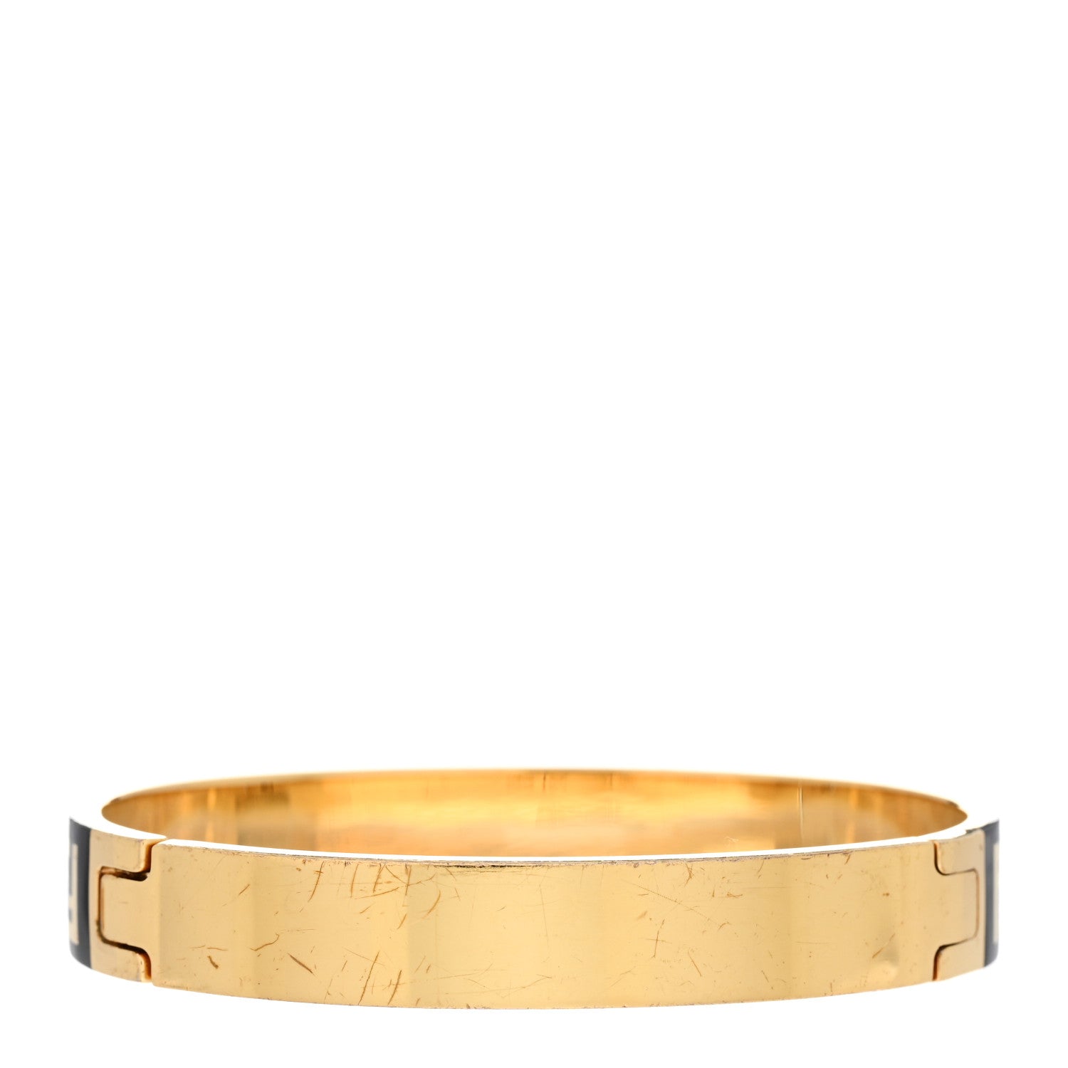 Fendi Brass Enamel FF Bracelet M Gold Black 2 of 7