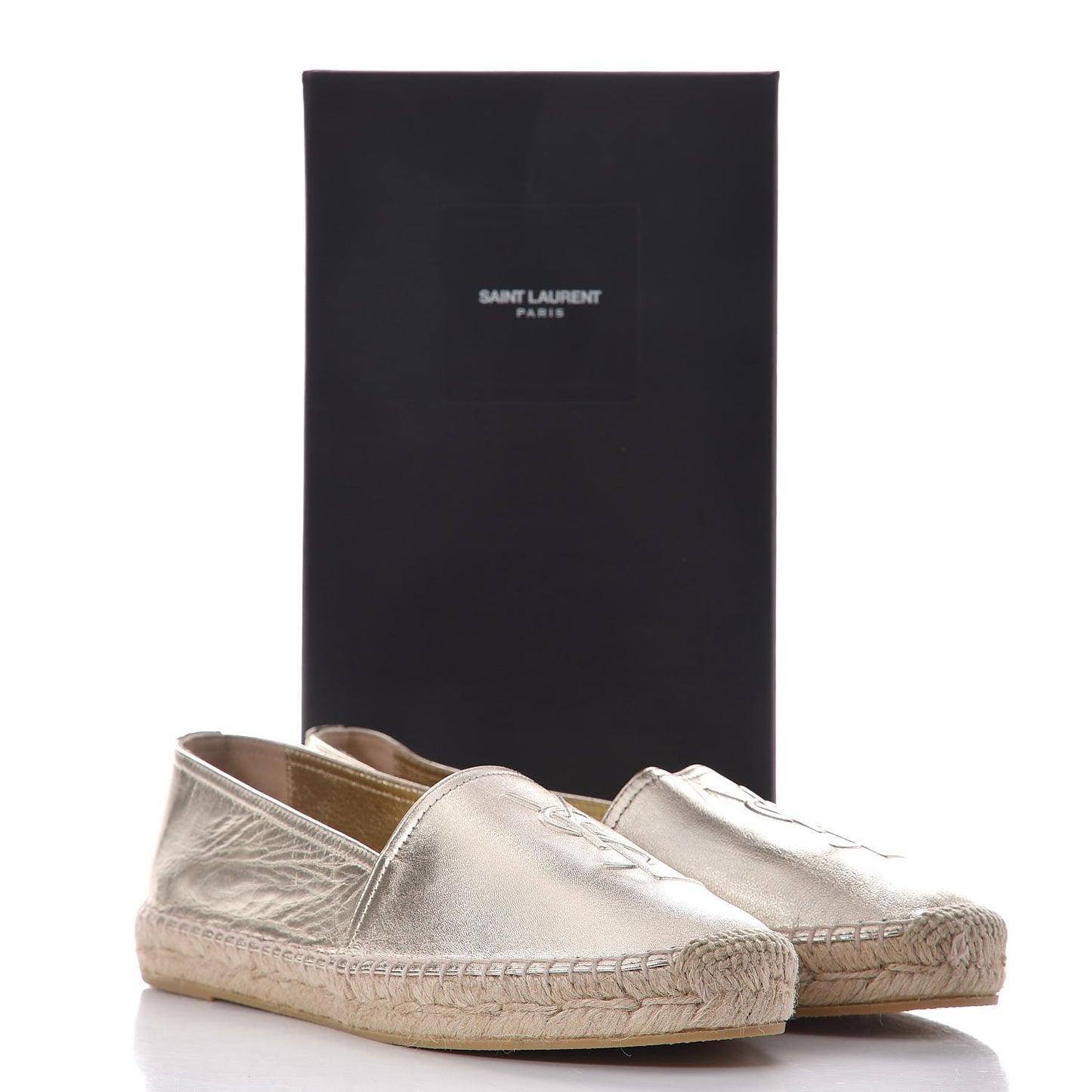 Metallic Lambskin Monogram Espadrilles 40 Platino