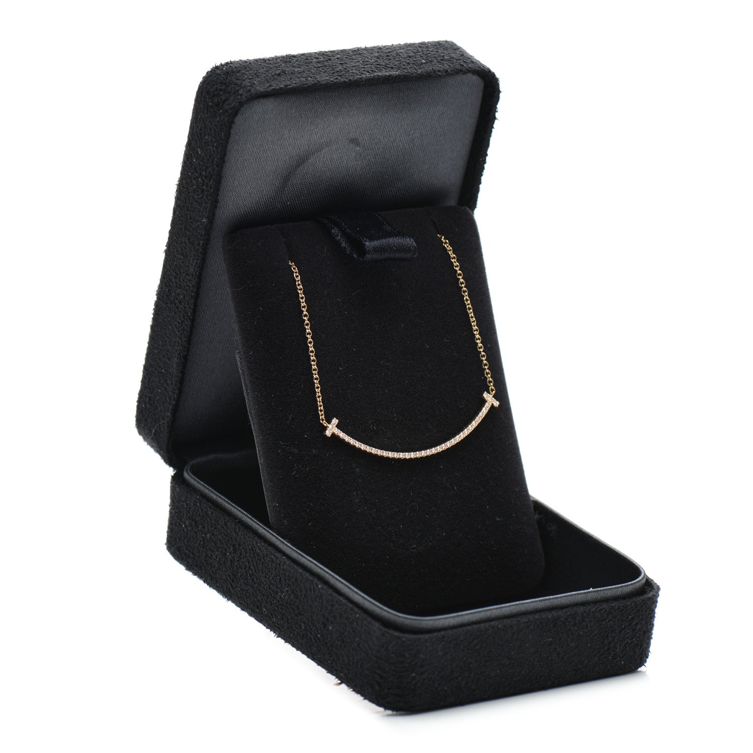 Tiffany 18K Yellow Gold Diamond Small T Smile Pendant Necklace 6 of 6