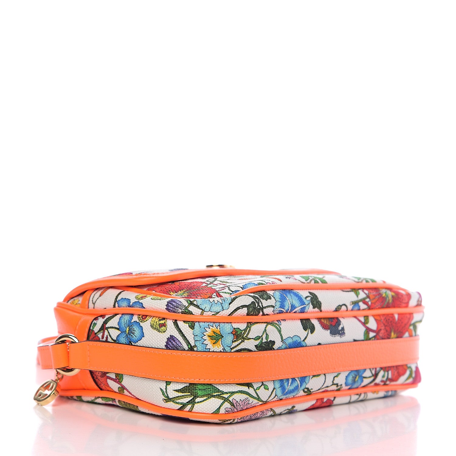 Gucci Canvas Flora Floral Shoulder Bag White Orange Fluo 3 of 9