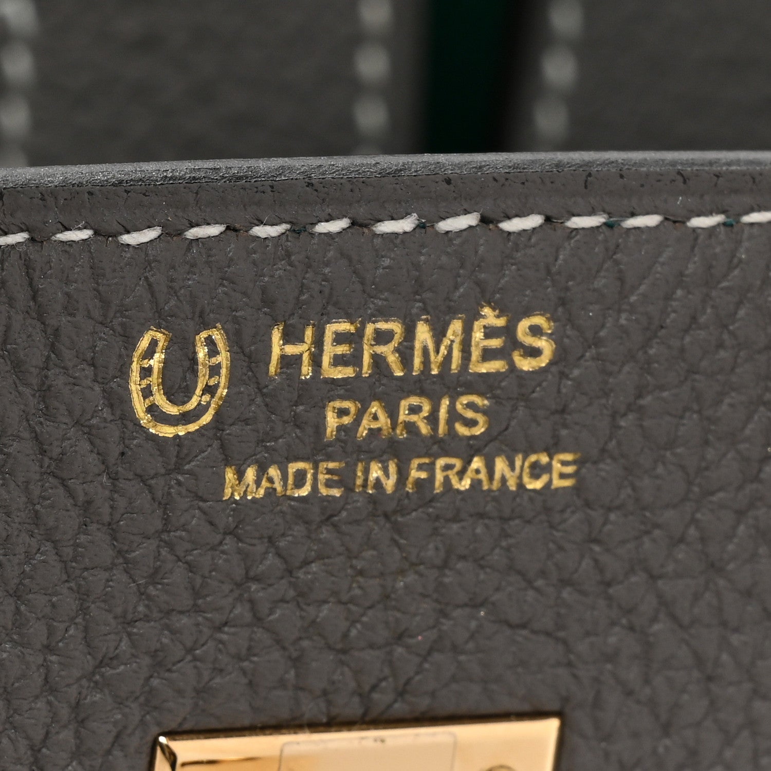 Hermes Togo Horseshoe Birkin 25 Etain Malachite 6 of 13