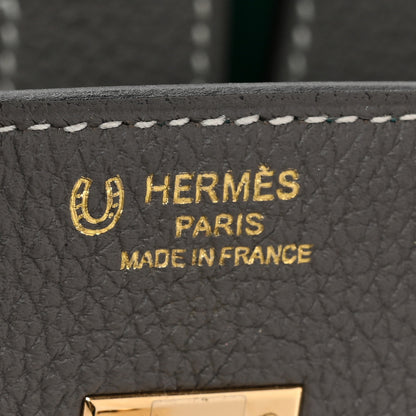 Hermes Togo Horseshoe Birkin 25 Etain Malachite 6 of 13