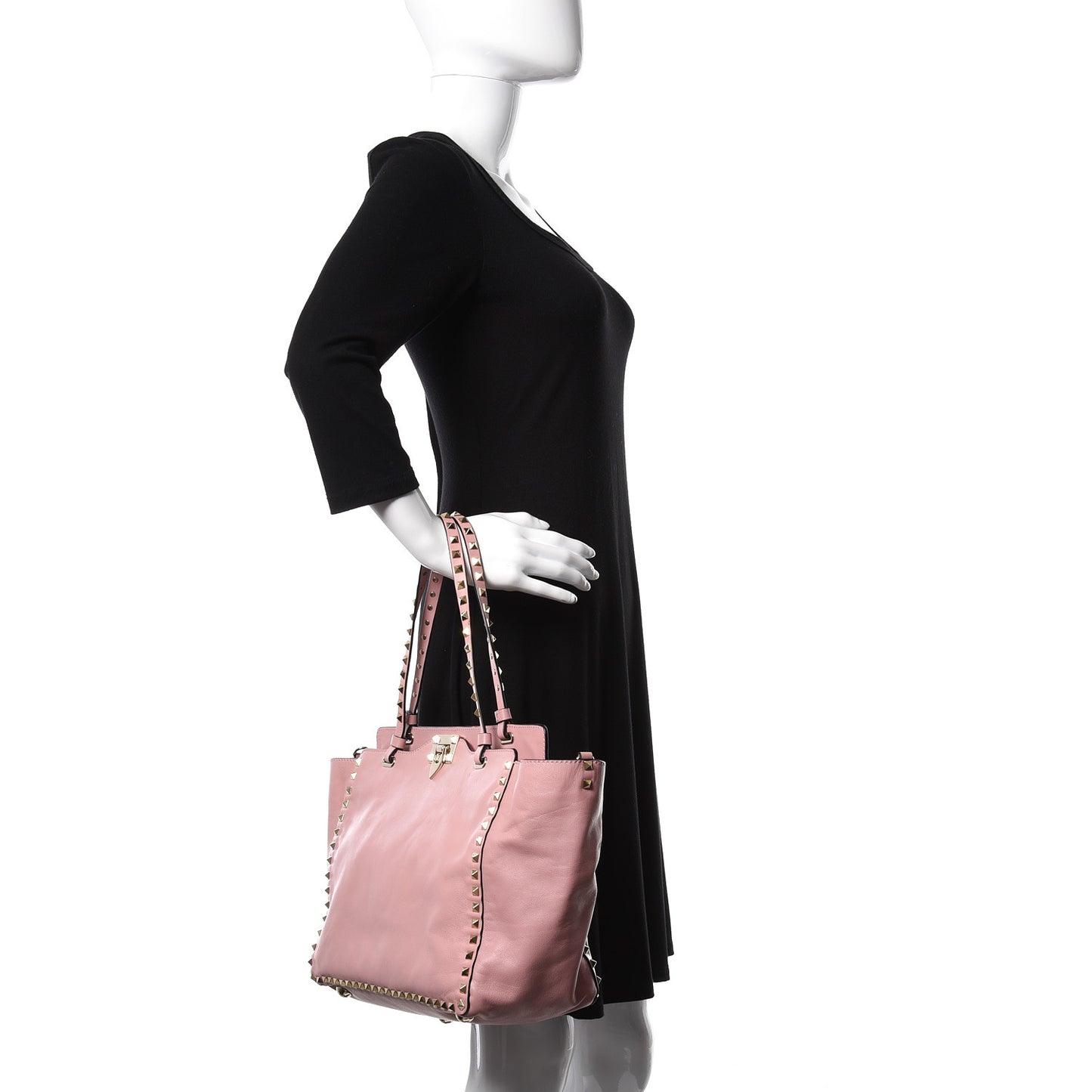 Vitello Medium Rockstud Tote Pop Gardenia